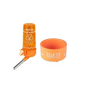 KIT BEBEDOURO E COMEDOURO DE HAMSTER N 3 LARANJA INJETFOUR