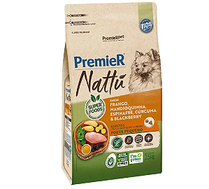 PREMIER NATTU CAES ADULT RACAS PEQ MANDIOQUINHA 2,5KG