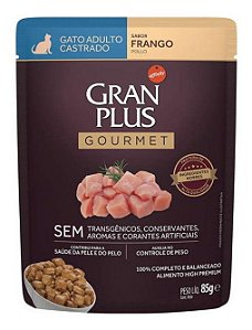 GRAN PLUS SACHÊ GATO CASTRADO FRANGO 85G