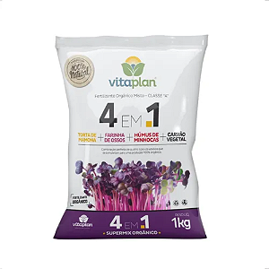 Adubo Fert 4 em 1 Mamona F. Ossos Humus Carvão 1Kg Nutriplan