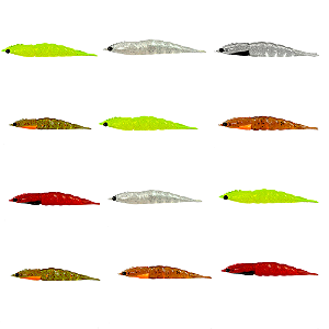 KIT 12UN ISCA ARTIFICIAL CAMARÃO ROBALEIRO 4,8 6,8 7,8 CM