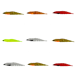 KIT 9UN ISCA ARTIFICIAL CAMARÃO ROBALEIRO 4,8 6,8 7,8 CM