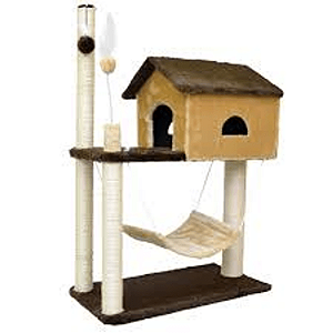 SÃO PET ARRANHADOR HOUSE PELÚCIA COR MARROM GATOS