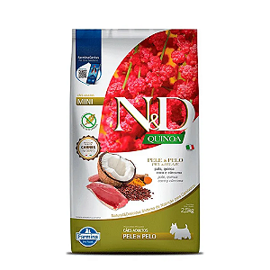 ND QUINOA CÃES ADULTOS RAÇAS PEQ. PELE PELO SABOR PATO 2,5KG