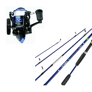ALBATROZ KIT MOLINETE WP1000 E VARA KARA S1652 20LB 3,9' 2PC