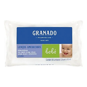 GRANADO LENÇOS UMEDECIDOS BEBÊ LAVANDA PCT 50UN