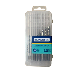 TRAMONTINA JOGO BROCAS POLIDAS AÇO DIN 338 10 PCS