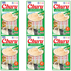 KIT 6UN CHURU GATOS SABOR ATUM E GALINHA 4 TUBOS 14G