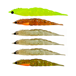 KIT 6 UN MATADEIRA ISCA ARTIFICIAL CAMARÃO ROBALEIRO 6 E 4CM