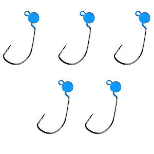 KIT 5UN CHUMBADA ANZOL JIG HEAD 2/0 ARTFOOTBAL AZUL BEBÊ 10G