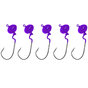 KIT 5UN CHUMBADA ANZOL JIG HEAD 3/0 ARTIC FOTBAL 14G VIOLETA