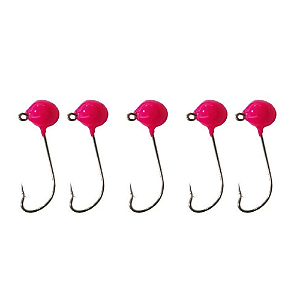 KIT 5 UN CHUMBADA ANZOL JIG HEAD 3/0 90° ESFÉRICO 2G ROSA