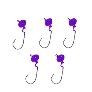 KIT 5UN CHUMBADA ANZOL JIG HEAD 3/0 ARTIC FOTBAL 20G VIOLETA