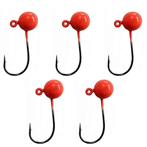 KIT 5 UN CHUMBADA ANZOL JIG HEAD 3/0 90 ESFERICA 5G VERMELHO