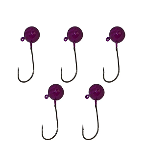 KIT 5 UN CHUMBADA ANZOL JIG HEAD 3/0 60º ESFÉRICA 50G VIOLETA