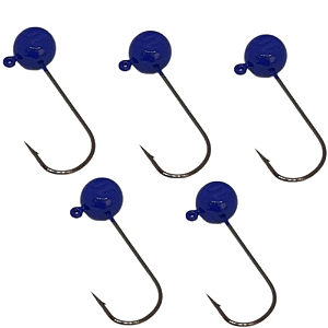 KIT 5UN CHUMBADA ANZOL JIG HEAD 3/0 60 ESFÉRICA 50G AZUL BIC