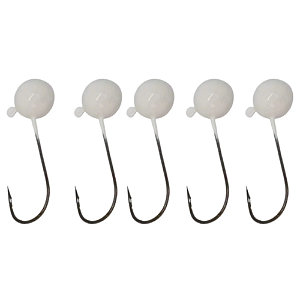 KIT 5 UN CHUMBADA ANZOL JIG HEAD 3/0 90 ESFÉRICO 12G BRANCO