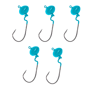 KIT 5UN CHUMBADA  JIG HEAD 2/0 OFST ART FOTBAL AZUL BEBÊ 14G
