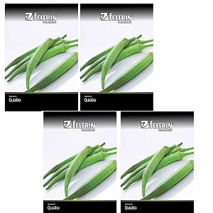 KIT 4UN FELTRIN SEMENTES QUIABO VALENÇA 100GR  DE SEMENTES