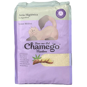 AREIA HIGIENICA DE MANDIOCA CHAMEGO 2KG GRAOS MEDIOS