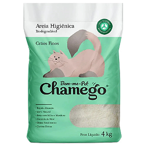 AREIA HIGIENICA DE MANDIOCA CHAMEGO 4KG GRAOS FINOS