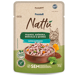 PREMIER NATTU GOURMET GATOS CAST FRANGO E ABOBORA 70G 1UN