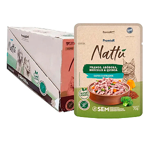 PREMIER NATTU GOURMET GATOS CAST FRANGO E ABOBORA 70G CX20UN