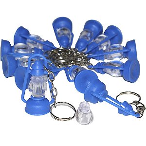 Chaveiro Lamparina Azul Porta Óleo de Unção Com 100 peças
