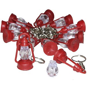Chaveiro Lamparina Vermelha Porta Óleo de Unção Com 100 peças