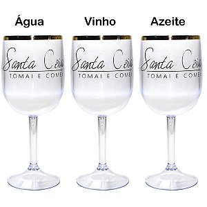Kit 3 Taças 290ml Acrílica Para Santa Ceia Água Vinho Azeite
