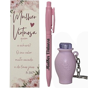 Kit 10 Lembrancinhas Evangélicas Marca Página Caneta e Chaveiro