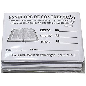 Envelope Branco De Contribuição Para Dízimo e Oferta Pacote C/100 Unidades