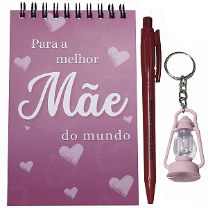 Kit 10 Lembrancinhas Caderneta Dia Das Mães Chaveiro Caneta