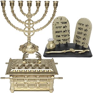 Kit Candelabro Arca Da Aliança Acessórios e Tábuas 10 Mandamentos