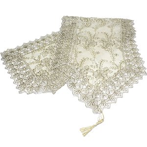 01 Caminho De Mesa Bordado Dourado 40x180