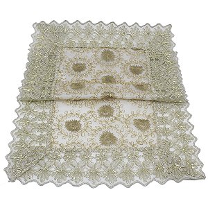 01 Caminho De Mesa Bordado Dourado 40x90