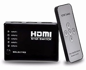 Switch HDMI 5 Entradas x 1 Saida com Controle Remoto e Sensor Infravermelho