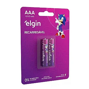 Pilha AAA Elgin Recarregável 1000mAh (Par)
