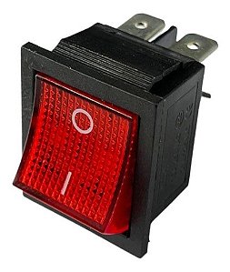 Chave Gangorra KCD4 ON/OFF 4 Polos com LED 16A 250V/20A 127V Vermelho