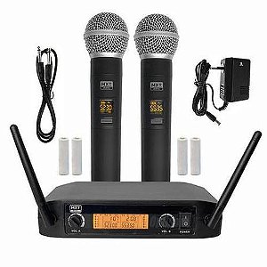 Microfone sem Fio Duplo 96 Canais com Display UHF 520M MXT