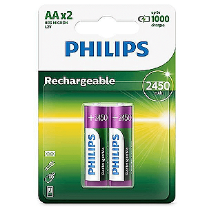 Pilha AA Recarregável Philips 2450Mah (PAR)