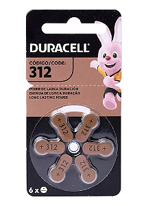 Bateria para Aparelho Auditivo PR312 - Cartela com 6 unidades - Duracell