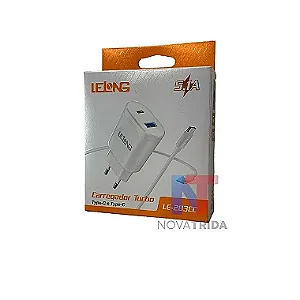 Carregador de Celular USB + Tipo C / Tipo C 5.1A LE-283CC - Lelong