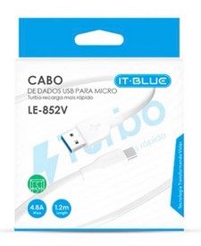 Cabo de Dados USB + Micro USB (V8) 1.2M LE-852V - It-Blue