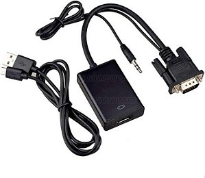 Adaptador conversor VGA para HDMI  + Áudio P2