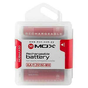 Pilha Recarregável AA Mox 3600mah 1,2v - C/ 4 Pilhas
