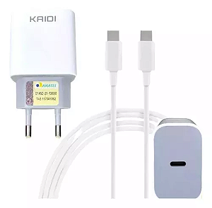 Carregador Completo Tipo C + Tipo C 20W KD-108C Kaidi - 1M