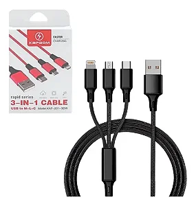 Cabo de Dados 3 em 1 USB para M+L+C Kapbom