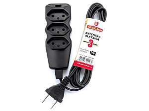 Extensao 3 Tomadas Cabo 3mt ate 220V Saco Megacabos