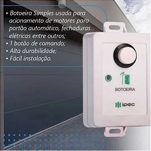 Botoeira Simples Sem Fio Ipec 433,92mhz  Bot-01/rf + Brinde